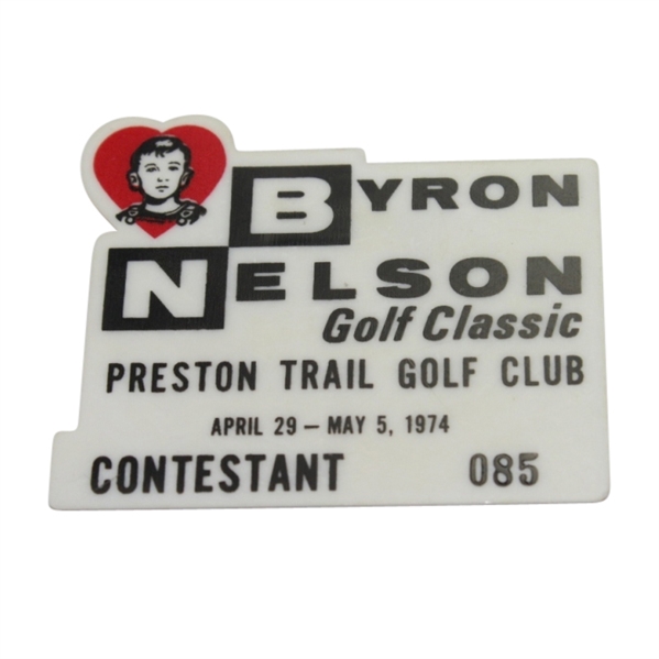 1974 Byron Nelson Classic Contestant Badge #085 - Jack Burke's Badge