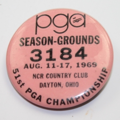 Lot of Three 1969 PGA Championship Badges - Press Guest, Grounds, and Radio-TV
