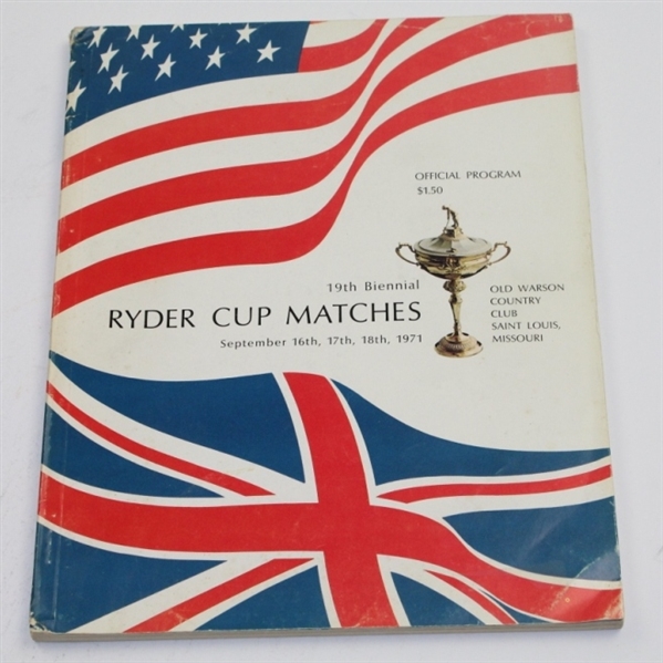 1971 Ryder Cup Matches at Old Warson CC Program - USA 18 1/2 - 13 1/2