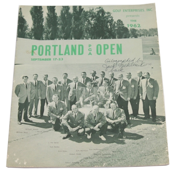 Jack Nicklaus Signed 1962 Portland Open Program - 3rd PGA Win! JSA COA