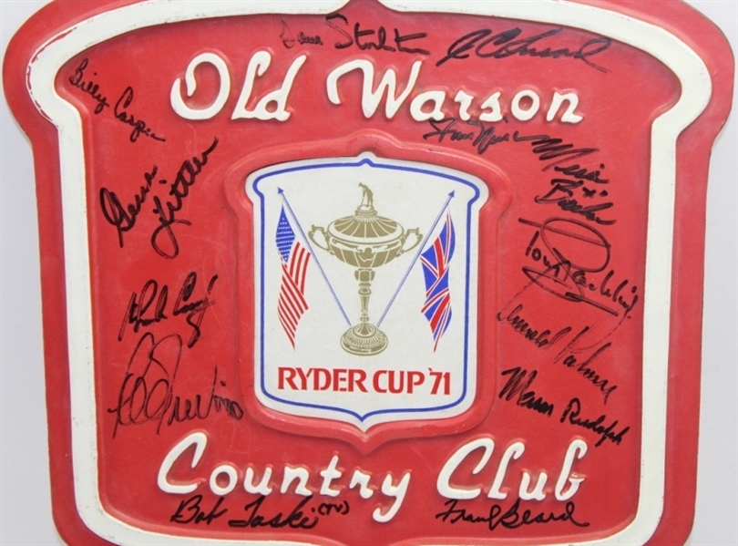 1971 Ryder Cup United States Team Signed by 11 Shield JSA COA