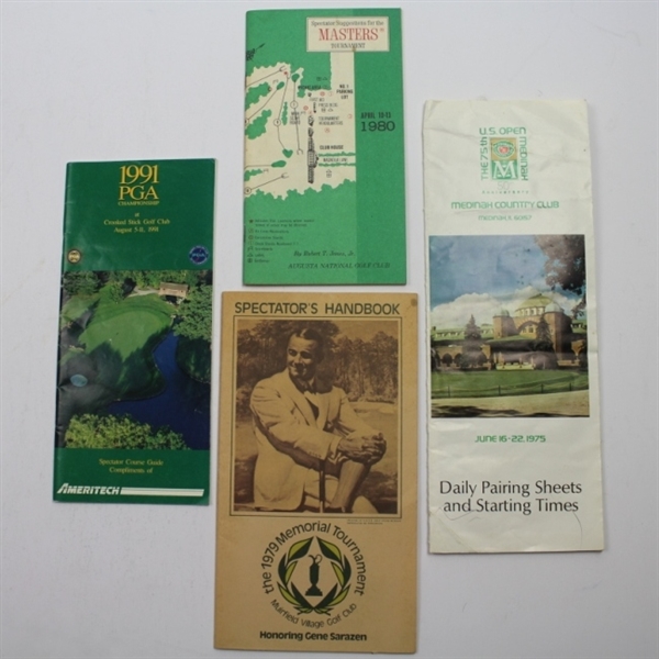 Lot of 4 Misc. Items - 1980 Masters, 1979 Memorial, 1991 & 1975 Pairing Sheets