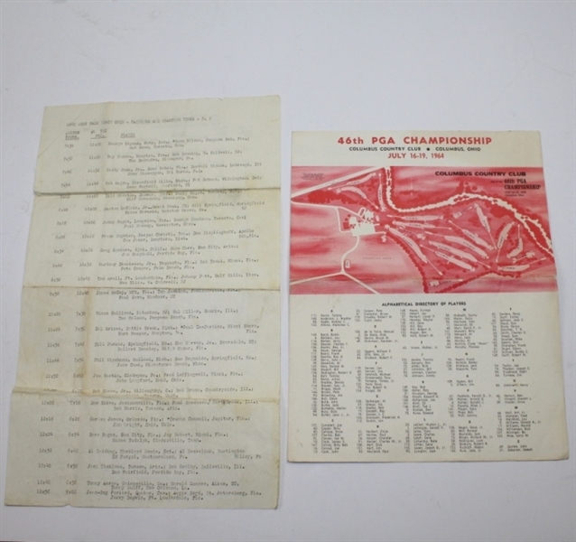 Lot of 2 Pairing Sheets: 1964 PGA Championship & 1962 West Palm Beach Open