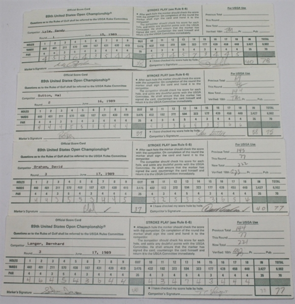 Lot of Four 1989 US Open at Oak Hill CC Official Used Scorecards JSA COA