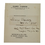 Harry Vardon Signed Book Page - Seldom Seen JSA COA