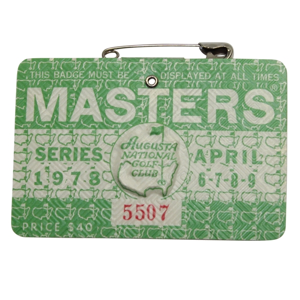 1978 Masters Tournament Badge - #5507 - Gary Player Winner