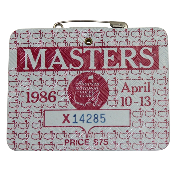 1986 Masters Tournament Badge - #X14285 - Jack Nicklaus 6th Masters Victory!