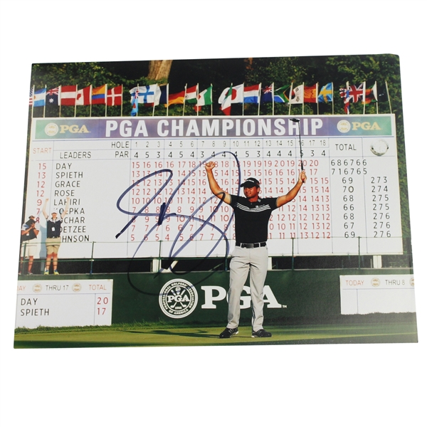 Jason Day Signed 2015 PGA at Whistling Straits Scoreboard Photo JSA COA