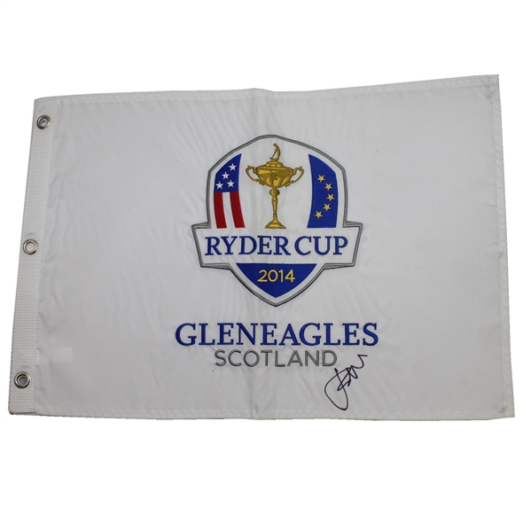 Jordan Spieth Signed 2014 Ryder Cup at Gleneagles Embroidered Flag JSA COA