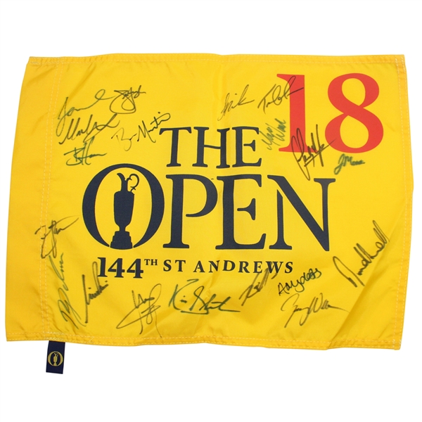 Multi-Signed 2015 Open Championship @ St. Andrews Flag - with Winner Johnson JSA COA