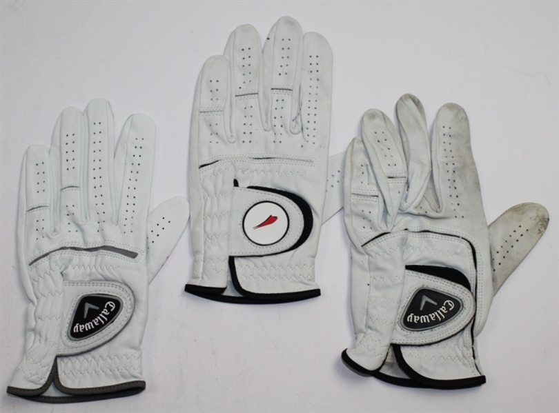 Lot of Three Signed Golf Gloves JSA COA