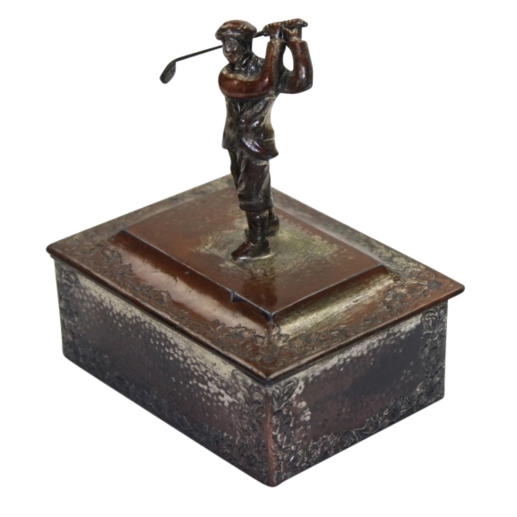 Pot Metal Box with Figural Golfer on Lid