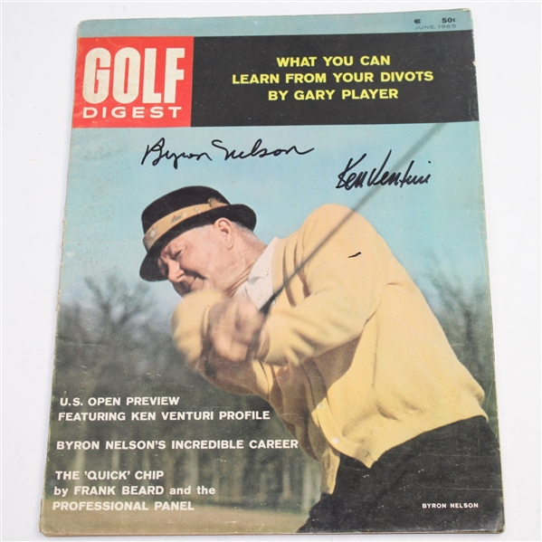 1965 Golf Digest June Issue Signed by Byron Nelson and Ken Venturi JSA COA