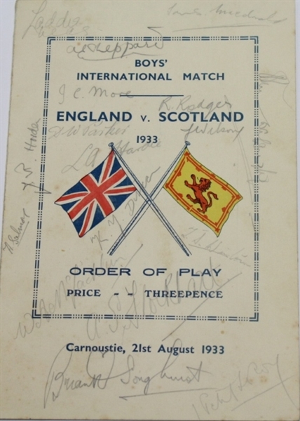 1933 England vs Scotland Boys International Match Program - Multi-Signed 