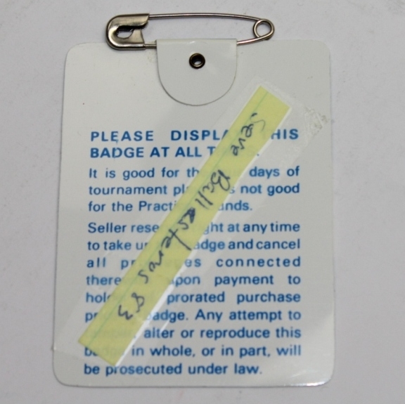 1983 Masters Tournament Badge #00240 - Seve Ballesteros 2nd Masters Victory