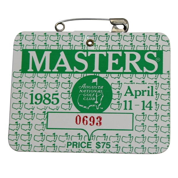 1985 Masters Tournament Badge #0693 - Bernhard Langer 1st Masters Victory