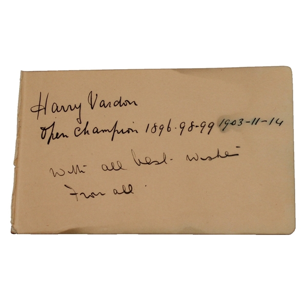 Harry Vardon Vintage Signed Album Page w/Winning Years Inscription JSA #Y34347
