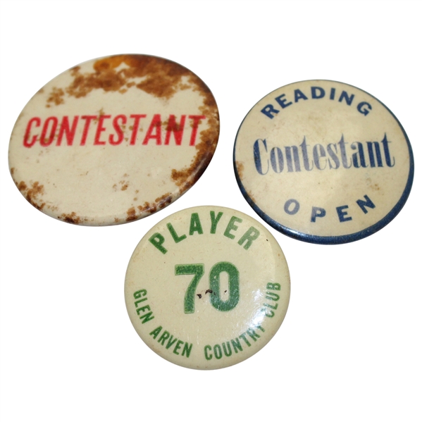 Lot of Three Contestant Badges - Reading Open, Glen Arven, and Blank Contestant