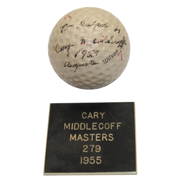 1955 Masters Golf Ball Used & Signed By Champ Cary Middlecoff - '1955' and 'Augusta' JSA #Y34322