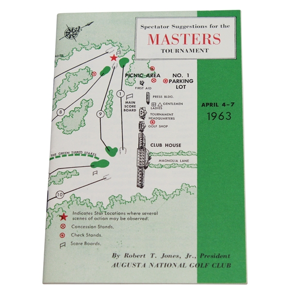 1963 Masters Spectator Guide - Jack Nicklaus Winner