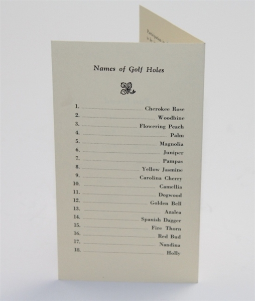 1941 Masters Tournament Event Schedule/Information Program