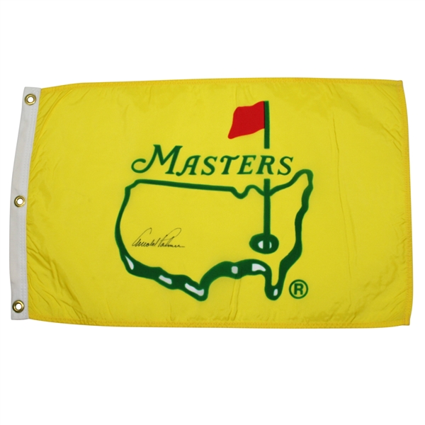 Arnold Palmer Signed Classic Undated Yellow Masters Flag JSA ALOA