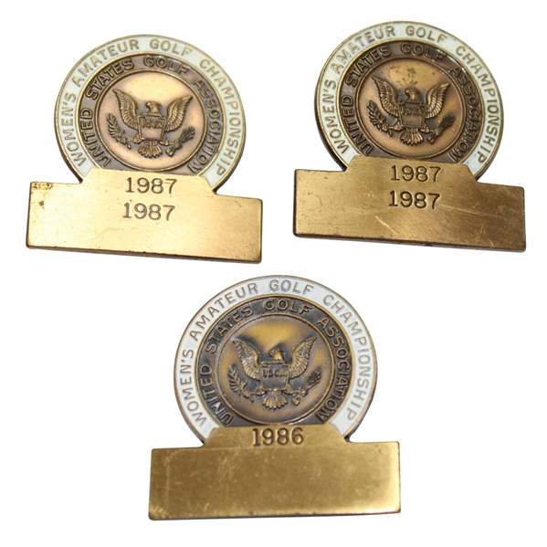 1986 & Two 1987 Women's US Amateur Contestants Badges - Cockerill Victories