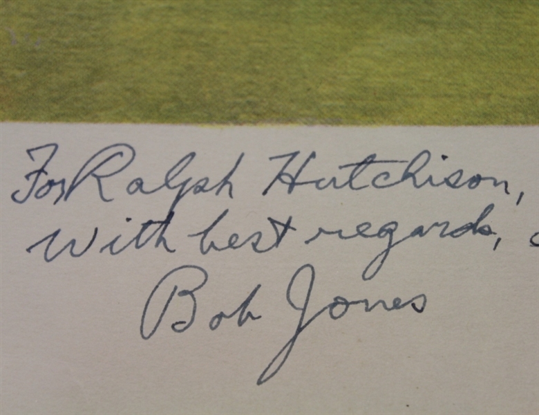 Ltd Ed Augusta National Member T. Stephens Print Signed by Bob Jones to Ralph Hutchison JSA ALOA