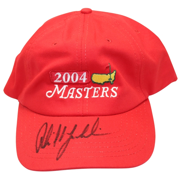 Phil Mickelson Signed 2004 Masters Red Caddy Hat JSA #N37233