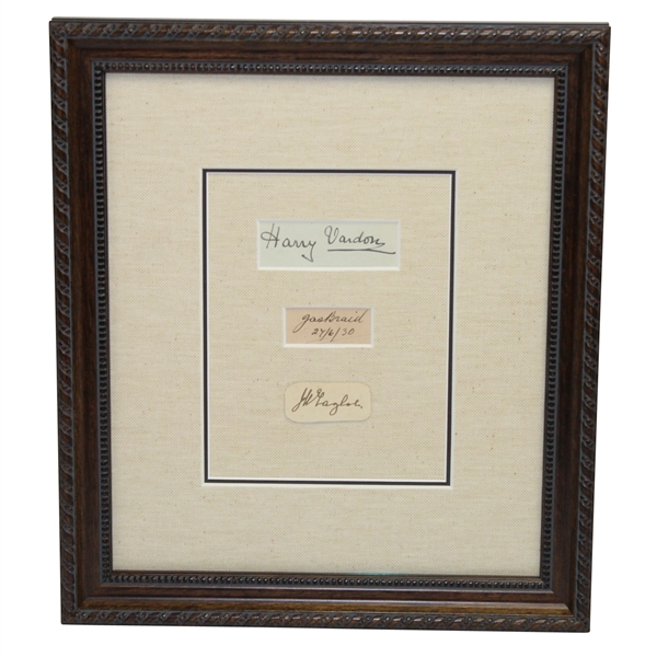Harry Vardon, James Braid, and J.H. Taylor Framed Signed Cuts-From Mark Emerson Collection