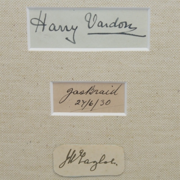 Harry Vardon, James Braid, and J.H. Taylor Framed Signed Cuts-From Mark Emerson Collection