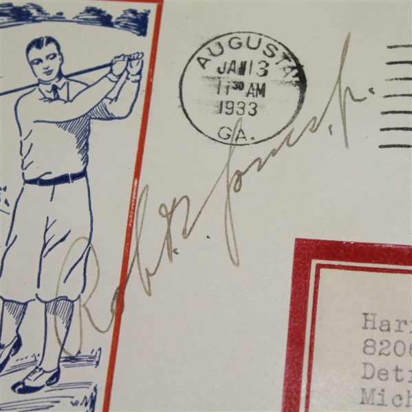 Bobby Jones Signed 1933 Augusta National GC First Day Cover - Rare Signed! JSA ALOA