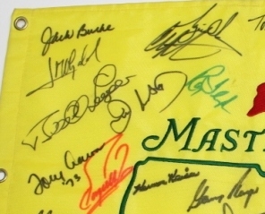 CHAMPS FLAG - Undated Masters Embroidered Flag Signed by 34 Winners! PSA/DNA #E50482