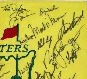 CHAMPS FLAG - Undated Masters Embroidered Flag Signed by 34 Winners! PSA/DNA #E50482