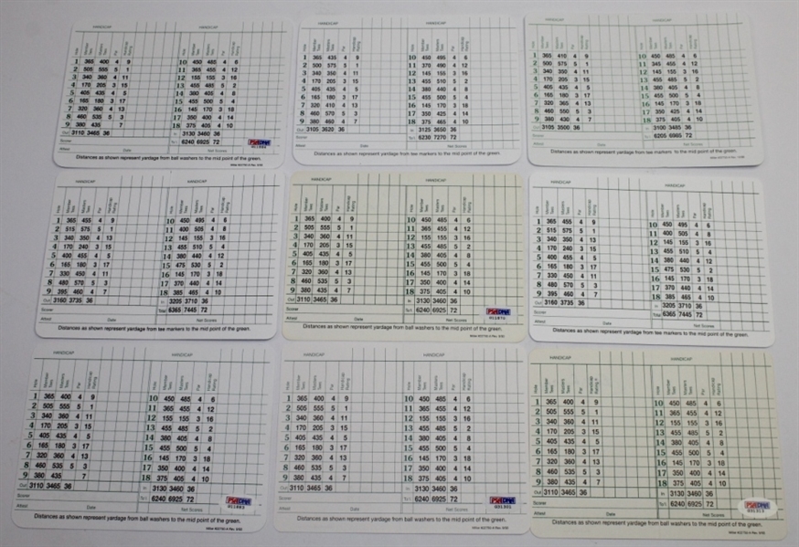 Lot of 9 Signed Augusta National  Champs Scorecards Sarazen,Snead, Nelson,  Nicklaus,Palmer, Etc. 
