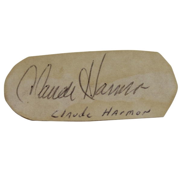 Claude Harmon Vintage Signed Cut-The Most Difficult Of Masters Champs Autographs!