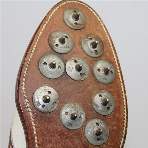 Personal Ben Hogan Used Brown/White Wing Tip Golf Shoes - with Extra Spike