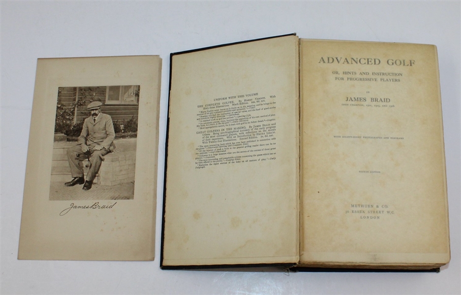 James Braid Signed and Inscribed 'Advanced Golf' Book - Rare JSA ALOA