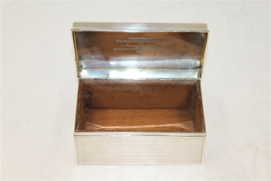 1923 American Walker Cup Team Sterling Silver Humidor Presented to J. Frederick Byers