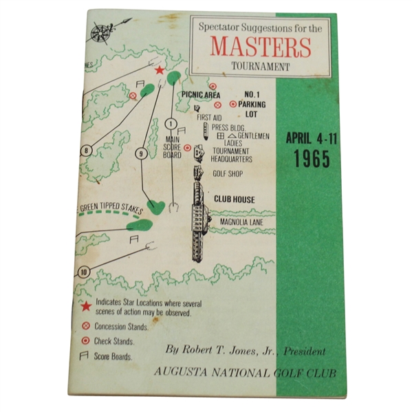1965 Masters Spectators Guide- Jack Nicklaus Win
