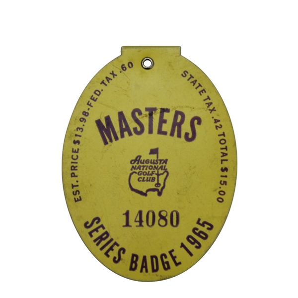 1965 Masters Series Badge- Jack Nicklaus Win