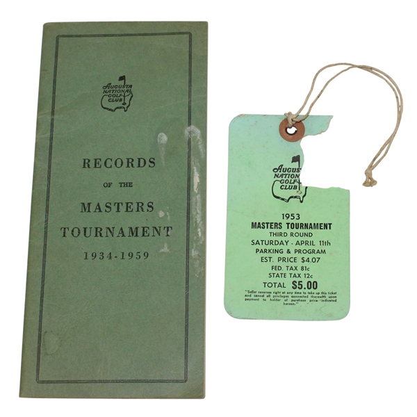 1960 Masters Records Booklet & Off Condition 1953 Masters Saturday Ticket