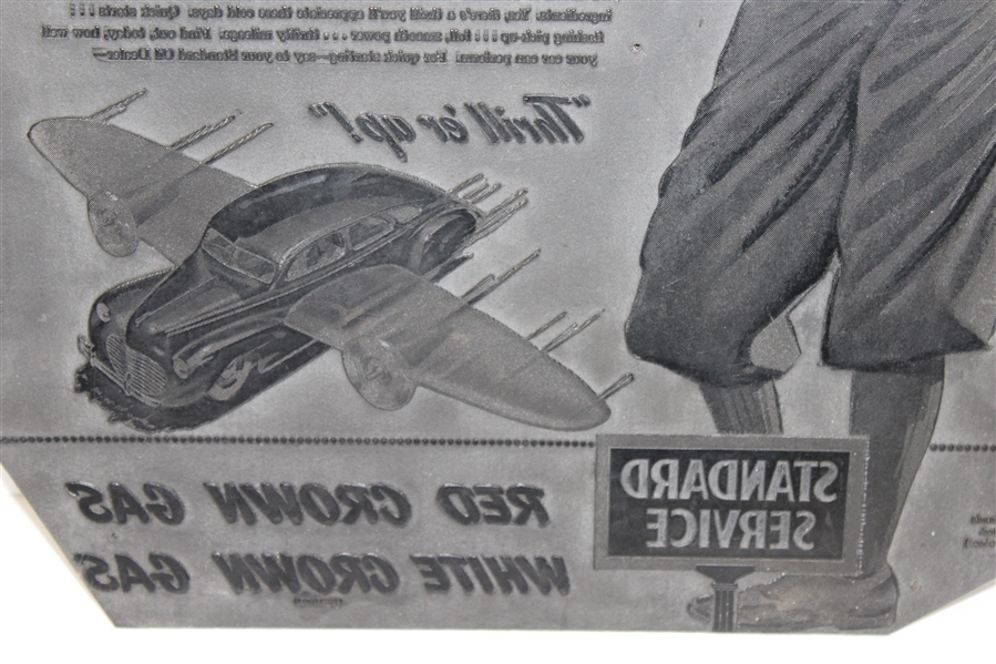 1930's Bobby Jones Plastic 'Standard Service' Printing Plate Make your car go like an airplane