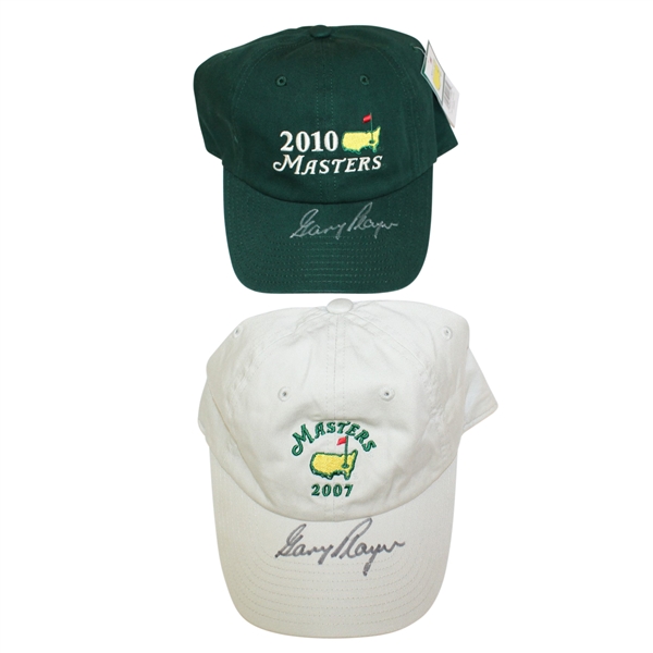 2007 & 2010 Masters Hats Signed by 3x Champ Gary Player JSA ALOA