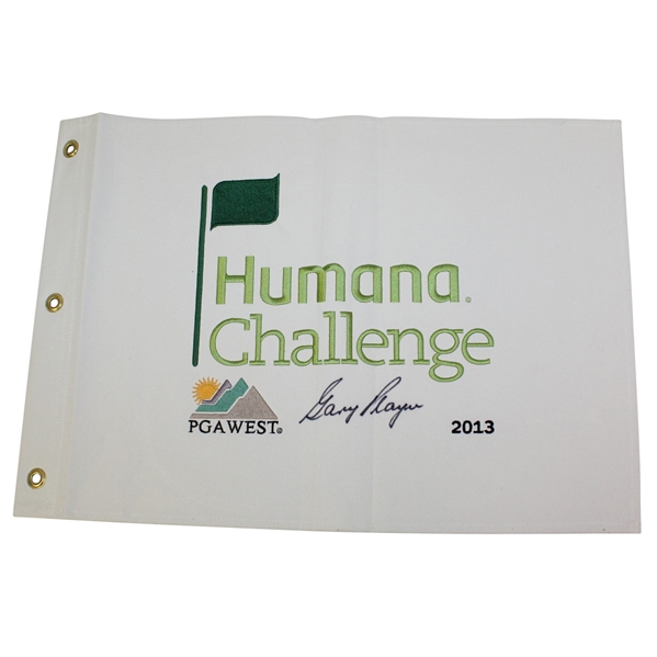 Gary Player Signed 2013 Humana Challenge Embroidered White Flag JSA ALOA