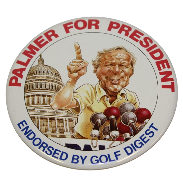 1988 'Palmer For President' Large Pinback - Endorsed by Golf Digest
