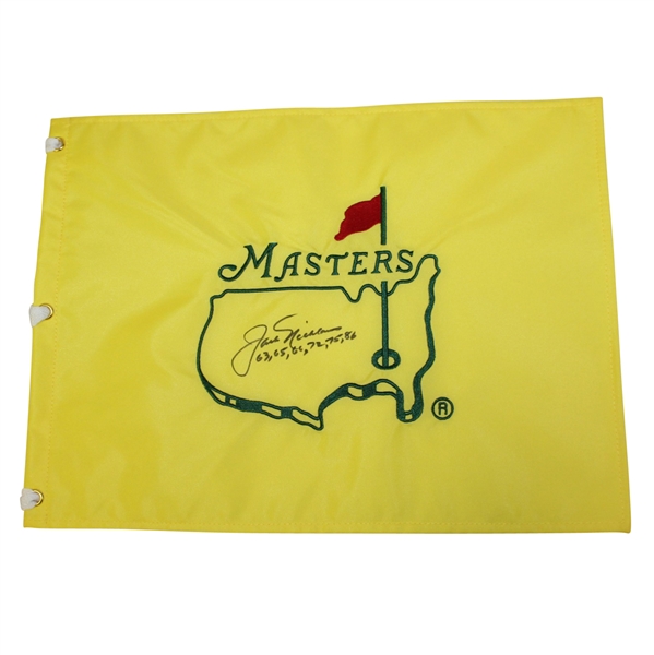 Jack Nicklaus Signed Masters Undated Flag with All 6 Wins Notation JSA ALOA