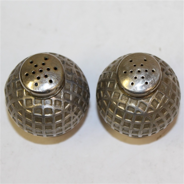 Vintage Set of Metal Mesh Pattern Golf Ball Salt & Pepper Shakers - Roth Collection