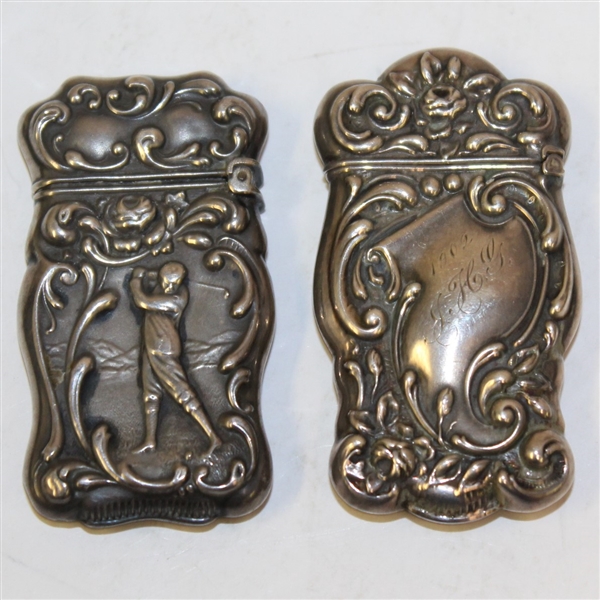 Lot of Two Sterling Silver Match Holders - One Dated & with Initials 'J.H.G.' - Roth Collection
