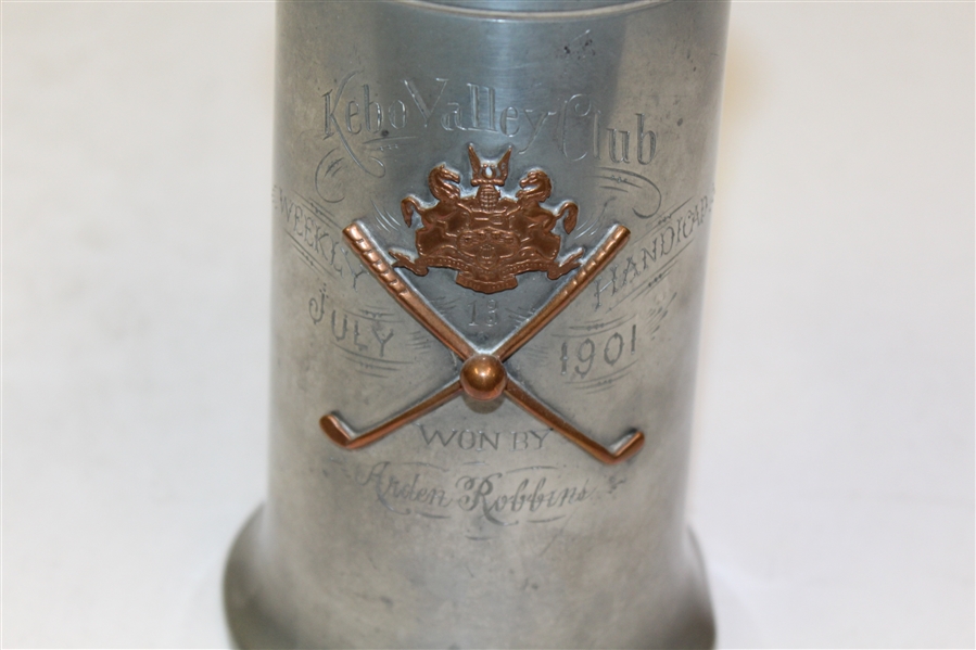 1901 Kebo Valley Club Weekly Handicap Pewter Stein - Won by Arden Robbins - July - Roth Collection